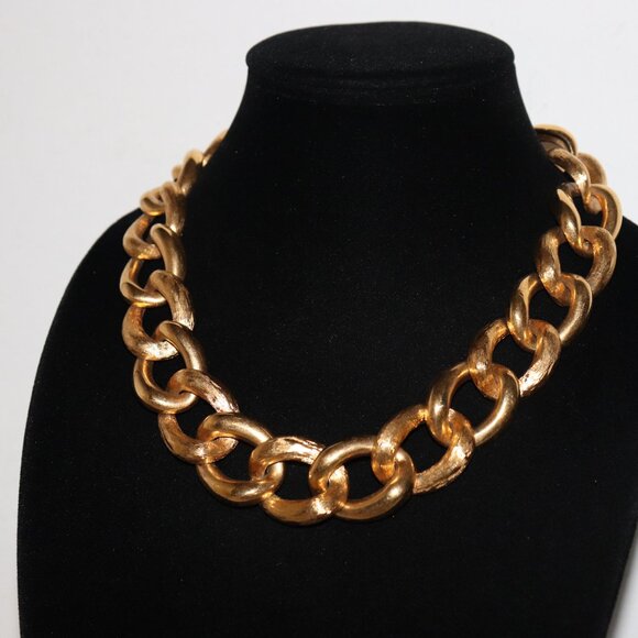 Vintage Napier Chunky Chain Necklace Gold Smooth Textured 20" - Picture 1 of 7